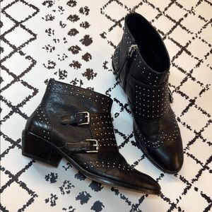 REBECCA MINKOFF Studded & Buckled Ankle Boots, Women’s Leather Boots US Size 6 M